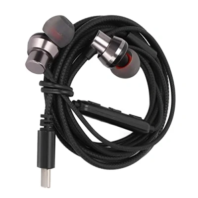 Immagine di Auricolari Cablati USB C, di Tipo c con Isolamento Acustico Microfono, Cuffie Cablate Controllo del Volume, Compatibili la Maggior Parte degli(Tipo Nero 1.2m)