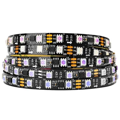 Immagine di BTF LIGHTING WS2811 IC=RGB IC Indirizzabile Dream Color Striscia LED 5M 60LED/m 20Pixel/m 300LED 100pixel Non Impermeabile Nero PCB Flessibile DC12V Effetto Inseguimento per la Decorazione Casa