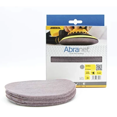 Immagine di Mirka Abranet dischi abrasivi a rete Ø 150mm strappo / grana P240 10 pz Adatto tutte le levigatrici rotorbitali e da per levigare senza polvere legno, stucco, vernice