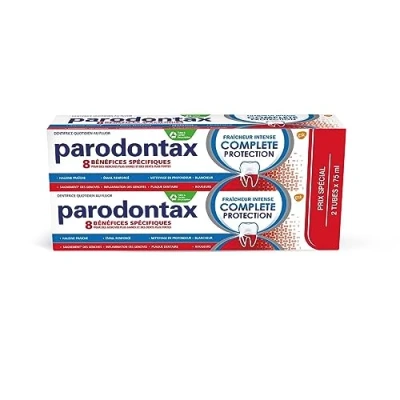 Immagine di Parodontax Dentifricio Complete Protection Freschezza Intense, 8 Benefici, contro il sanguinamento occasionale delle Gengive, Formato Bitube (2 x 75 ml)