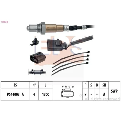 Immagine di EPS 1.998.245 Sonda lambda con materiale di fissaggio Made in Italy OE Equivalent riscaldato, planare, Filettatura prelubrificata