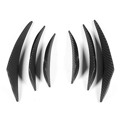 Immagine di KIMISS paraurti anteriore spoiler, 6 pezzi in fibra di carbonio Texture per auto Fin Canard Splitter Diffusore Valence Spoiler Lip