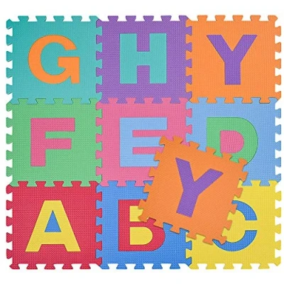 Immagine di BAKAJI Tappeto Puzzle Colorato in Morbida Gomma Eva Resistente, Isolante, Lavabile, Tappetino da Gioco per Bambini (10 pz Lettere)