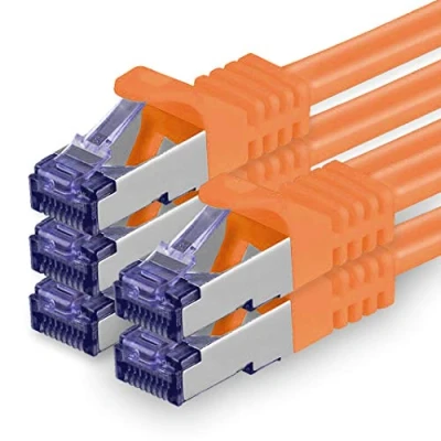 Immagine di 1aTTack.de Cat.7 Cavo di Rete 2m arancione 5 Pezzi Ethernet LAN SFTP PIMF LSZH Spina RJ45 Cat6a 10 Gbit s