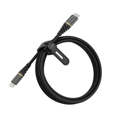 Immagine di OtterBox cavo USB C a Lightning, di ricarica Fast Charging Premium intrecciato e ultra resistente per iPhone iPad, MFi, robusto, testato pieghe flessibilità, 2M, Nero