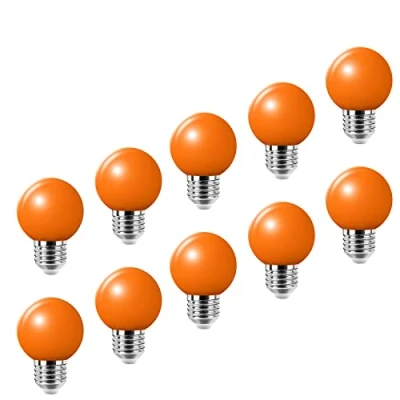 Immagine di E27 arancio golf light LED piccolo Edison a vite colore lampadina 2W, risparmio energetico equivalente 20W incandescenza, adatto terrazza party lampadina, 10 confezioni