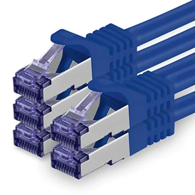 Immagine di 1aTTack.de Cat.7 Cavo di Rete 2m Blu 5 Pezzi Ethernet LAN SFTP PIMF LSZH Spina RJ45 Cat6a 10 Gbit s