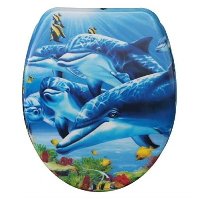 Immagine di WOLTU Sedile WC Copriwater Universale con Chiusura Ammortizzata Tavoletta Antibatterico Soft Close Cerniere Regolabili Toilet Seat Colore WS2762 Delfino