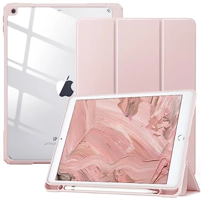 Immagine di TiMOVO Custodia Compatibile con Nuovo iPad 9a Gen 2021/iPad 8a 10.2&quot; 2020, Portapenne, Case Protezione Supporto, Proteggi Tablet Auto Sveglia/Sonno 7a 2019 10.2&quot;, Oro Rosa