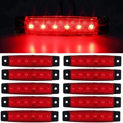 Immagine di GSRECY 10 pz 3.8 &quot;6 LED 24V Indicatori laterali a per rimorchi luci camion, luce di posizione posteriore, cabina camper (rossa)
