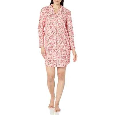 Immagine di Amazon Essentials Camicia da Notte con Risvolto Dentellato in Tessuto di Flanella (Disponibili Taglie Forti) Donna, Bianco Bosco, XXS