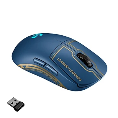 Immagine di Logitech G PRO Mouse Gaming Wireless LIGHTSPEED, Sensore HERO 25K, 25.600 DPI, RGB, 4 8 Pulsanti Personalizzabili, Ambidestro, Edizione Ufficiale di League of Legends Blu