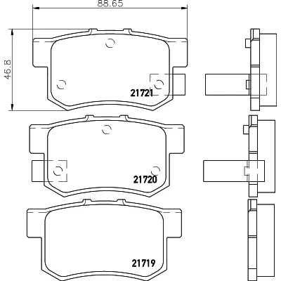 Immagine di HELLA 8DB 355 016 451 Kit pastiglie freno con segnalatore acustico usura HONDA: CIVIC 6 Hatchback, Integra II Coupe, CR V 2, SUZUKI: Jimny SUV