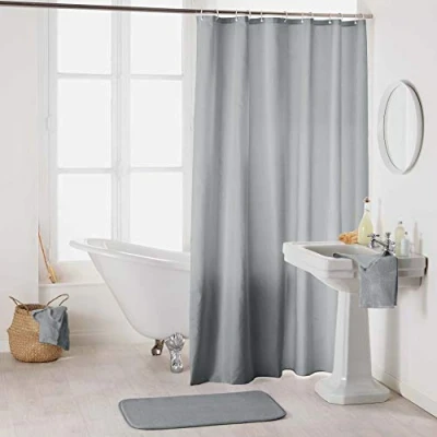 Immagine di Douceur d&#039;Intérieur 1800694 Tenda da doccia con ganci, in poliestere, 180 x 200 cm, colore: Grigio