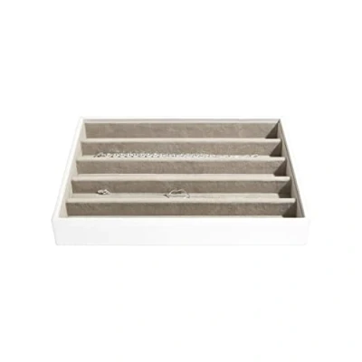 Immagine di Stackers, Portagioie classico con divisori, misura media, per collane e gioielli, Similpelle, bianco, medium
