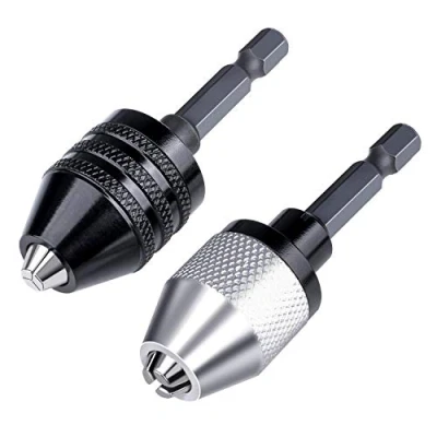Immagine di ACCOCO 2 pezzi Adattatore Per Mandrino, 1/4&quot;esagonale gambo 0.3 0.5 mm Keyless Mandrino Conversione Tool Hex Shank Potenza Drill Bit