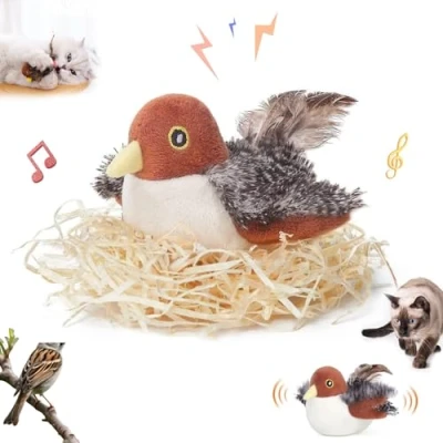 Immagine di Akayoo Interactive Chirping Bird Cat Toy,Giocattolo Elettrico per Gatti Uccellino, Uccellino Che Si Muove, con Piume, Suono Elettronico Vero E Proprio
