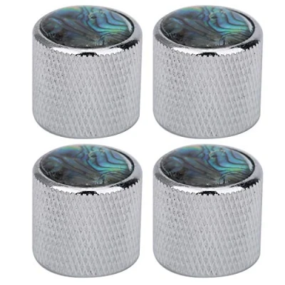 Immagine di Confezione da 4 pezzi di ricambio per manopola controllo del tono volume con a cupola in metallo basso elettrico 6 mm(Colore Shell Silver)