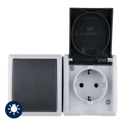 Immagine di REV Completo Combinazione interruttore/prese AquaForm Grigio chiaro 0510231777