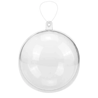 Immagine di GLOREX 6 3500 007 Sfera di plastica, diametro 16 cm, trasparente cristallina, divisibile in 2 metà, per riempire e decorare, con foro appendere