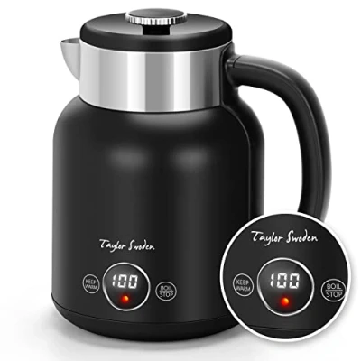 Immagine di Taylor Swoden Asher Bollitore elettrico inossidabile, 2200 W, 1,7 L, con temperatura regolabile, mantenimento in caldo di 1 ora, BPA FREE