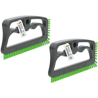 Immagine di FUGINATOR® Set di 2 spazzole per fughe in grigio/verde spazzola la Pulizia delle bagno, WC, cucina, ecc. piastrelle e pavimenti Pratica