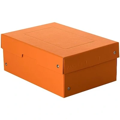 Immagine di FALKEN PureBox Scatola portaoggetti originale PureBox, 100 mm di altezza, DIN A5, con coperchio, in cartone robusto, vegana, per il trasporto, colore: arancione