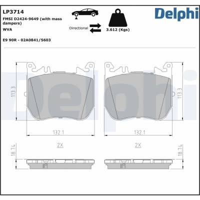 Immagine di DELPHI LP3714 Kit pastiglie freno Predisposto per contatto segnalazione usura con lamierino anticigolío senza accessori