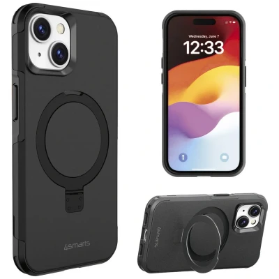 Immagine di 4Smarts Defend Case Magic stand Backcover per cellulare Apple iPhone 15 Plus Nero Compatibile con MagSafe, Funzione