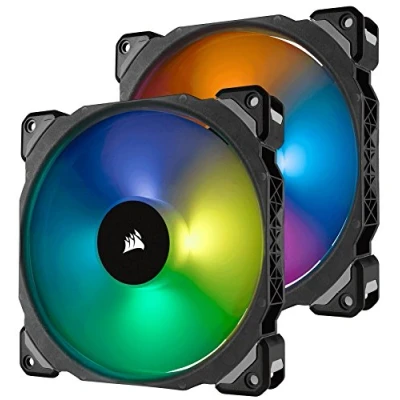 Immagine di Corsair ML140 PRO RGB LED Ventola Levitazione Magnetica PWM da 140mm Confezione Doppia con Lighting Node (Bassa Rumorosità ed Elevata Pressione Statica, Illuminazione dinamica) Nero