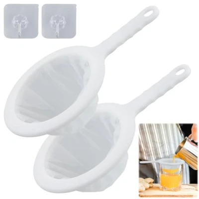Immagine di 2 Pezzi Filtro Per Alimenti,filtri A Rete in Nylon,filtro Rete,Filtro Setaccio,Setaccio Riutilizzabile,per Filtrare Oli,caffè,tè,succo,vino(200 Mesh)