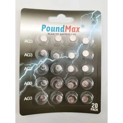 Immagine di PoundMax 20 batterie alcaline a bottone AG3 LR41 da 1,5 V