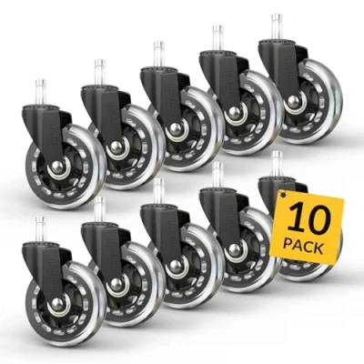 Immagine di HOLKIE ruote di ricambio in gomma per sedie da ufficio 10pack 11x22 mm, adatte a pavimenti legno e tappeti set 5 robuste sostituire i delle gioco computer