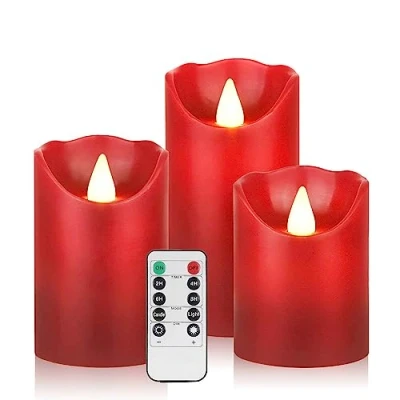 Immagine di Biyanuo candela senza fiamma LED lampeggiante decorazione batteria classica colonna di cera reale con danza a e telecomando 10 tasti timer 2/4/6/8 ore