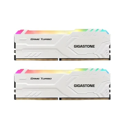 Immagine di 【RAM DDR4】Gigastone RGB Game Turbo Bianco Desktop RAM 32GB (2x16GB) DDR4 3200MHz PC4 25600 CL16 1.35V 288 pin Unbuffered Non ECC UDIMM per PC Gaming Memory Module (SOLO Desktop)