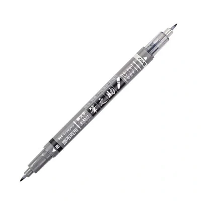 Immagine di Tombow WS TBS Fudenosuke Pennarello a doppia punta, colore: Nero/Grigio
