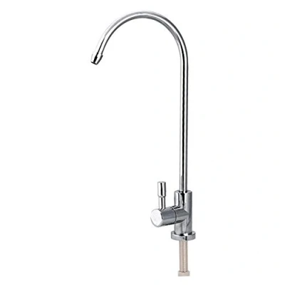 Immagine di Rubinetto lavello cucina in acciaio inossidabile 1/4 &#039;&#039;maniglia singola cromata, filtro per acqua potabile ad osmosi inversa cucina, girevole a 360 gradi Basin Faucet