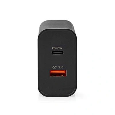 Immagine di Nedis Caricatore da parete funzione di ricarica rapida 2.0/2.25/3.25 A Numero output: 2 USB A/USB C™ 65 W selezione automatica della tensione