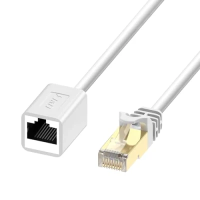 Immagine di J&amp;D Cavo di Estensione Ethernet (1 Pack), RJ45 Maschio a Femmina Schermato Cat 6 Adattatore Cat6/Cat5e/Cat5, 2,7 Meter, Bianco