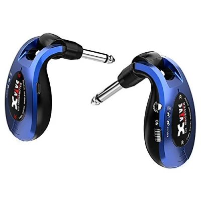 Immagine di Xvive U2 Sistema Wireless per Chitarra, Basso e altri strumenti, ricaricabile 2.4GHz, Trasmettitore/Ricevitore digitale, colore: Blu Metallizzato