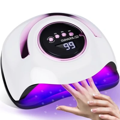 Immagine di GUHAOOL Lampada unghie UV LED, 180W Fornetto Può Curare Rapidamente, con 4 Timer 10s/30s/60s/99s,Sensore Di Avvio Automatico, LCD Display per Gel Nail Polish Light, Bianco