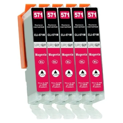Immagine di Supply Guy 5 XL cartucce per stampanti compatibile con Canon CLI 571 Magenta Pixma MG5750 MG5751 MG6850 MG7750 TS5050 TS5055 TS6050 TS8050 TS9050 TS9055 e altro (vedi pagina del prodotto)