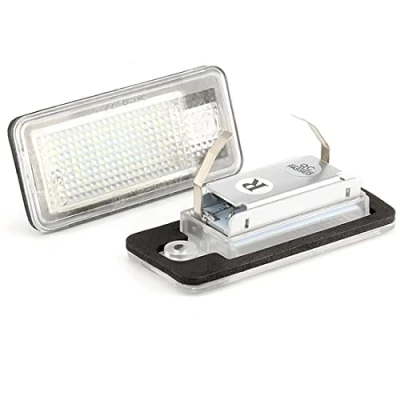 Immagine di VIGORFLYRUN PARTS LTD 2pcs Luci Targa a LED Luce Lampada Posteriore 18LED SMD 6000k Xeno Bianco Canbus Error Free per A3 S3 8P/8PA A4 S4 B6 B7 RS4 A6 Q7