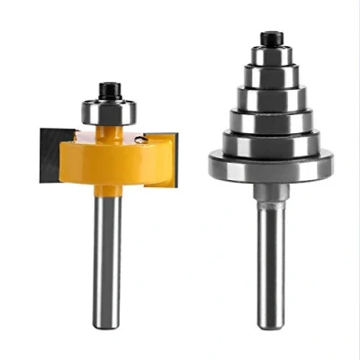 Immagine di MAGT Punta del Router con Codolo, 1/2&quot; H 1/4&quot; Codolo Fresa Battuta 7 Cuscinetti Set, per Scanalature al Carburo Cementato Set di Lavorazione Legno Taglierina fresatura