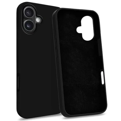 Immagine di MyGadget Custodia compatibile con iPhone 16 Hardcase Strato Microfibra &amp; Cover Silicone Resistente Protezione Antigraffio Antiurto Nero