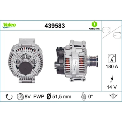 Immagine di VALEO 439583 Alternatore 14V 180A MERCEDES BENZ: Classe ML, G SUV, GL