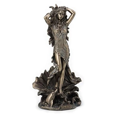 Immagine di Veronese Design Statua di Afrodite che sorge dal mare, dea greca romana con finitura in bronzo antico, 29 cm