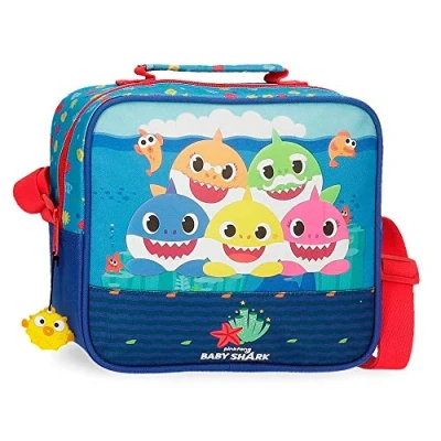 Immagine di Baby Shark Happy Family Neceser adattabile al trolley con tracolla Azzurro 23x20x9 cms Poliestere