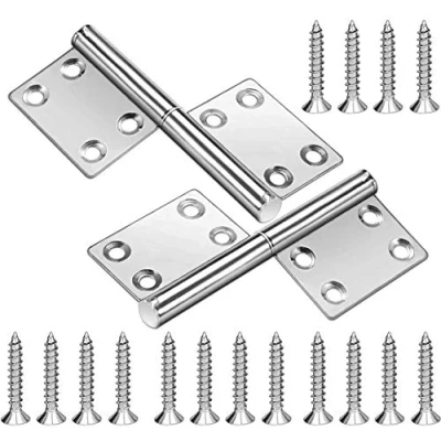 Immagine di Cerniere per Porta in Acciaio Inossidabile 2 Pz Connettori con Vite Autofilettante Porte Legno Srotolate e Interne