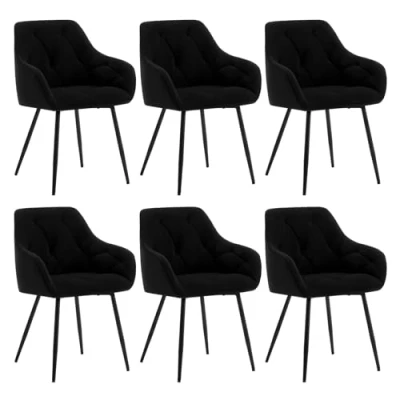 Immagine di WOLTU Set di 6 Sedie da Pranzo con Braccioli e Schienale, Cucina Moderna in Velluto, Poltrone Salotto Gambe Metallo, ergonomiche per Ufficio, Bar, Nero, EZS02sz